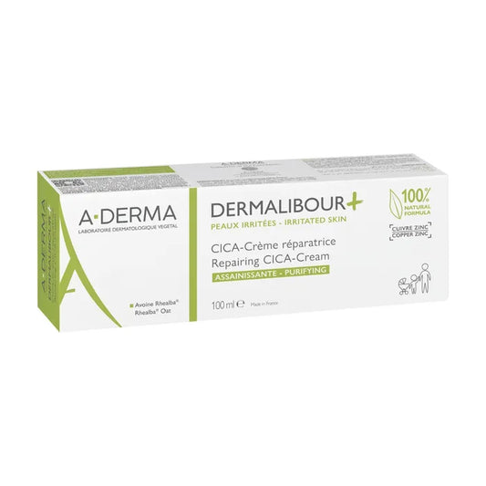 A-derma DERMALIBOUR+ - CICA-Crème Réparatrice Assainissante - Visage et Corps - Peaux Irritées, 100ml