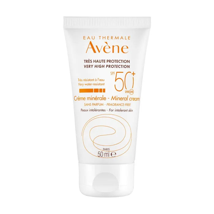 Avène SOLAIRE - Crème Minérale SPF50+ Sans Parfum - Visage - Peaux Intolérantes, 50ml