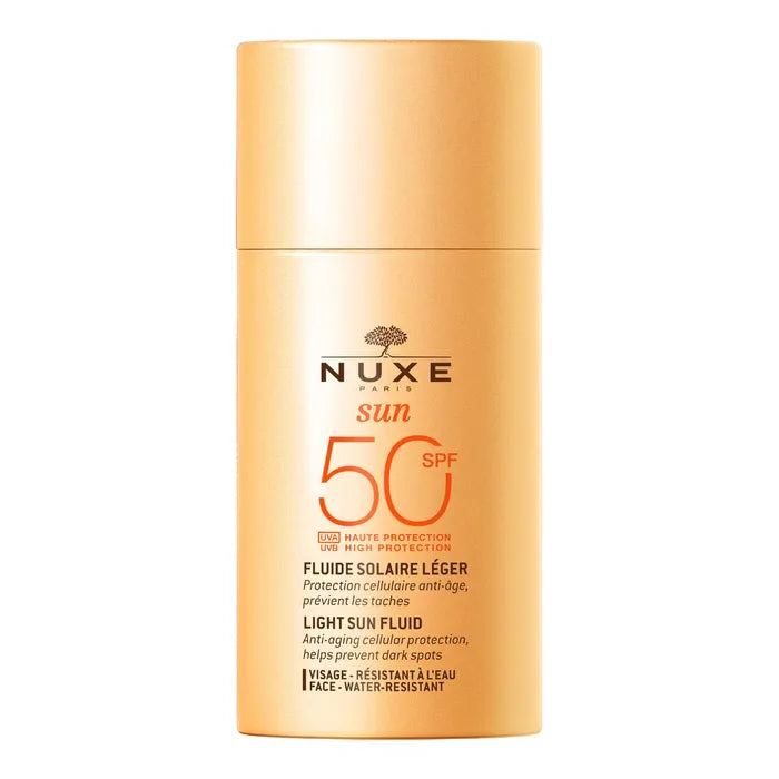 Nuxe SUN - Fluide Solaire Léger SPF50 - Visage - Peaux Normales à Mixtes, 50ml