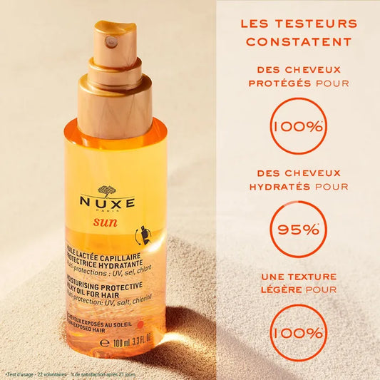 Nuxe SUN - Huile Solaire Lactée Capillaire Protectrice et Hydratante - Cheveux Exposés au Soleil, 100ml