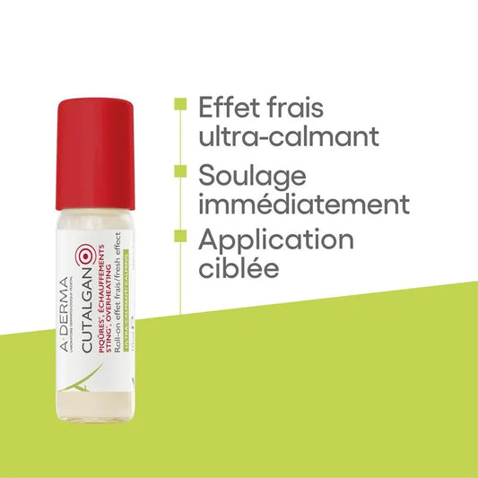 A-derma CUTALGAN - Roll-On Effet Frais - Visage et Corps - Piqûres et Echauffements, 10ml