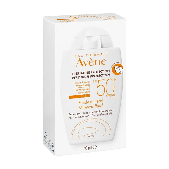 Avène SOLAIRE - Fluide Minéral SPF50+ - Visage - Peaux Sensibles, 40ml