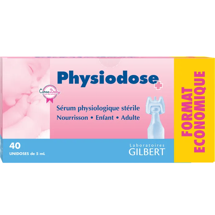 PHYSIODOSE Sérum Physiologique Stérile, 40 unidoses de 5ml Gilbert