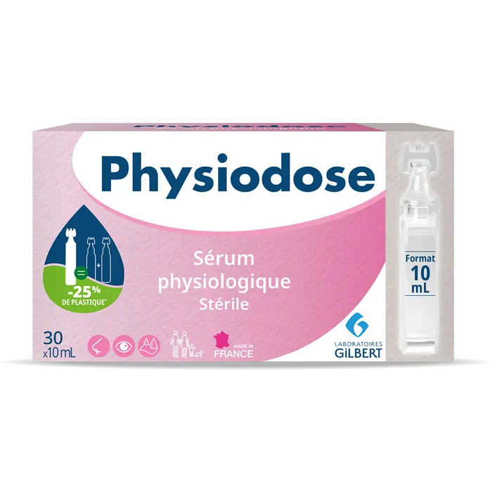 PHYSIODOSE Sérum Physiologique Stérile, 30 unidoses de 10ml Gilbert