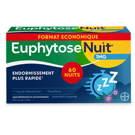 Euphytose Nuit® Sommeil Mélatonine 1 mg - 30 ou 60 Comprimés