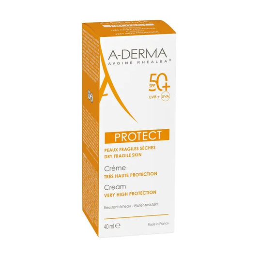 A-derma PROTECT - Crème Solaire Très Haute Protection SPF50+ - Visage - Peaux Sèches, 40ml