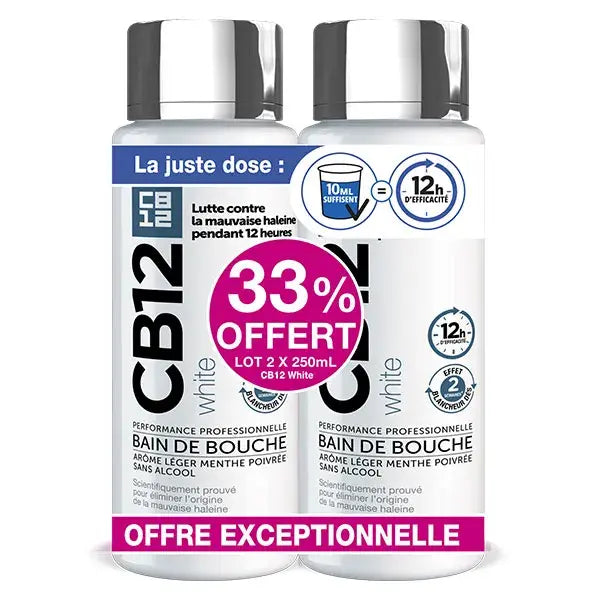 CB12 White – Bain de Bouche Dents Blanches – Lot de 2 x 250 ml