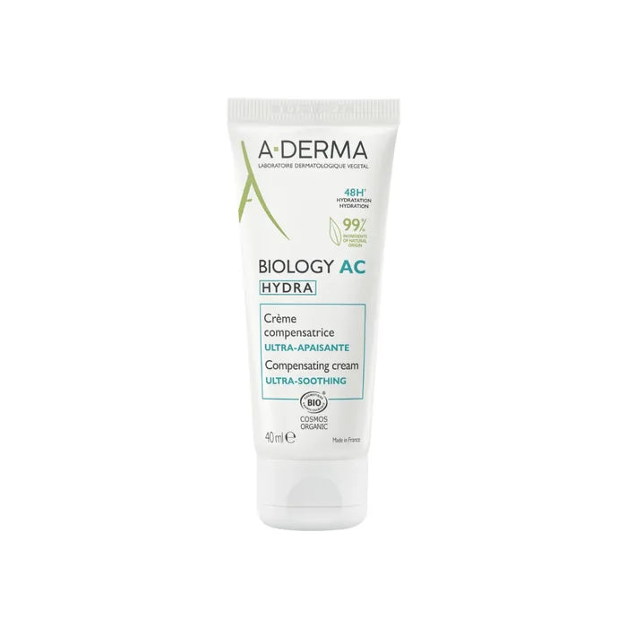 A-derma BIOLOGY AC HYDRA - Crème Compensatrice Ultra-Apaisante Bio - Visage - Peaux à Tendance Acnéique, 40ml