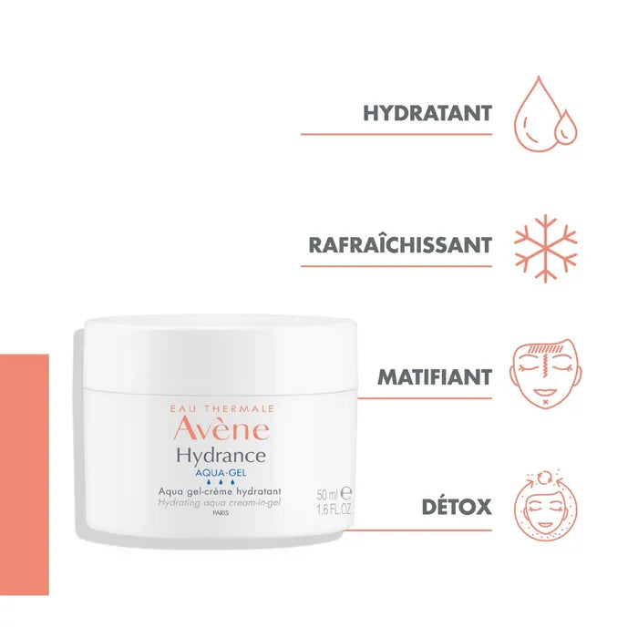 Avène HYDRANCE - Aqua Gel-Crème Hydratant - Visage - Peaux Sensibles Déshydratées, 50ml
