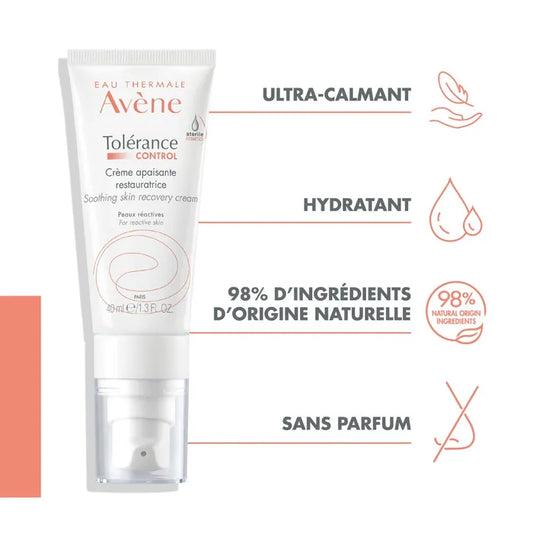 Avène TOLERANCE CONTROL - Crème Apaisante Restauratrice - Visage - Peaux Réactives, 40ml