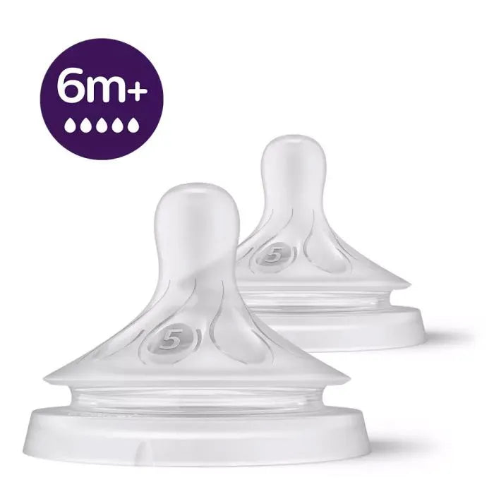 Avent NATURAL RESPONSE - Tétines en Silicone - Débit 5 - 6 mois et plus, 2 Unités