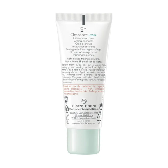 Avène CLEANANCE HYDRA - Crème Apaisante - Visage - Peaux à Imperfections Irritées et Desséchées, 40ml