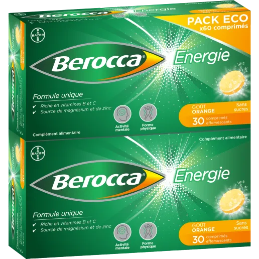 Berocca® – 30 Comprimés Effervescents – Lot de 2 - Goût orange