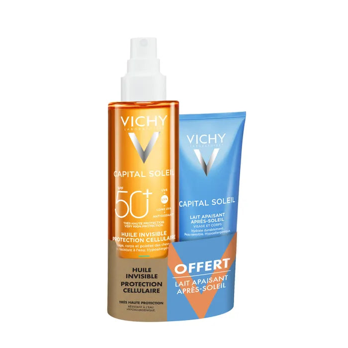 La Roche-Posay CAPITAL SOLEIL - Spray SPF50+ Huile Solaire Invisible, Visage Corps, 200 ml + Lait Apaisant Après-Soleil Offert, 100 ml