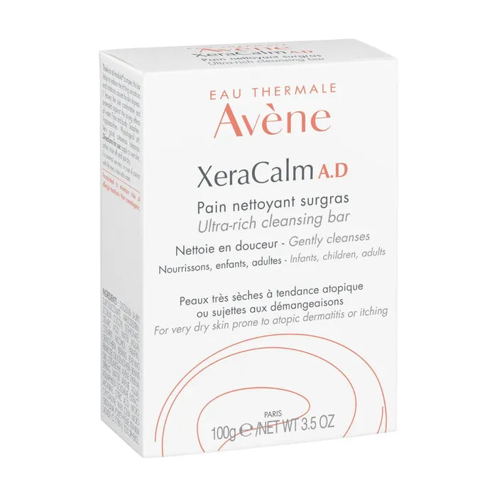 Avène XERACALM AD - Ultra-Rich Cleansing Bar - Face and Body - Very Dry Skin with Atopic Proneness, 2x100g
