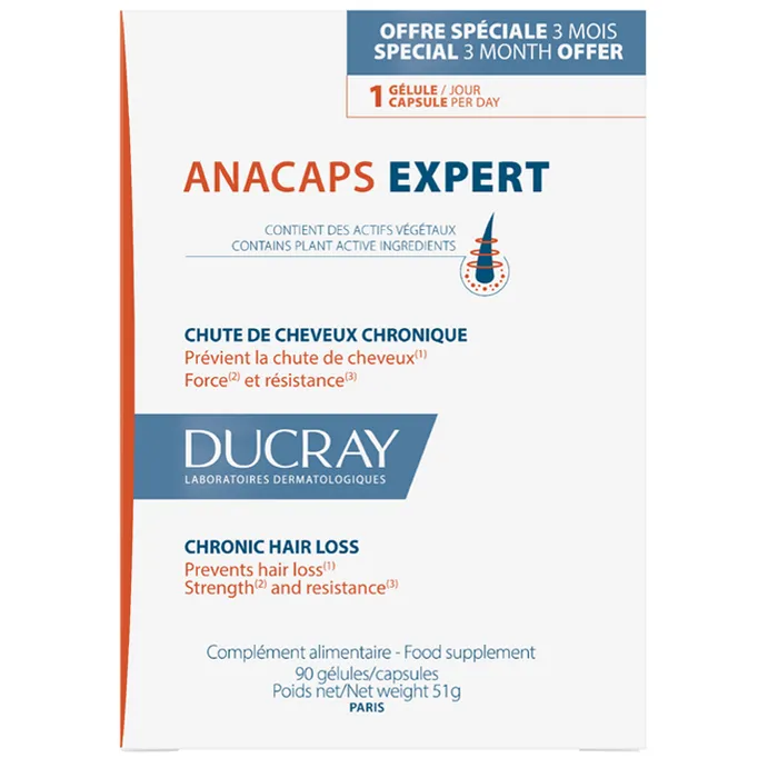 Ducray ANACAPS EXPERT - Chute de Cheveux Chronique, 90 gélules