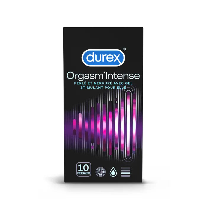 Durex ORGASM' INTENSE - Préservatifs Perlés et Nervurés, 10 Unités
