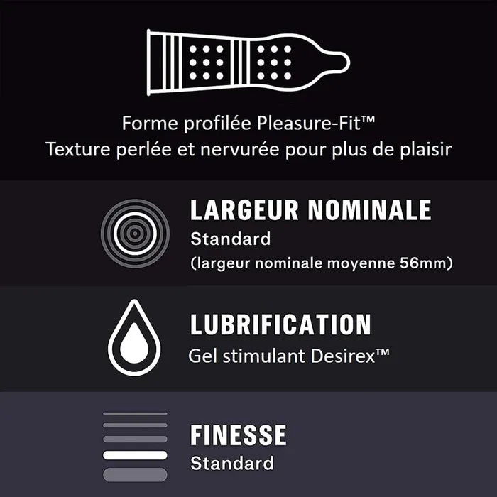 Durex ORGASM' INTENSE - Préservatifs Perlés et Nervurés, 10 Unités