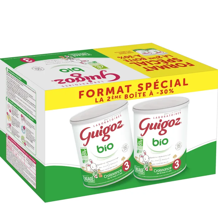 Guigoz BIO - Lait de Croissance Bio - De 10 mois à 3 ans, 2x800g