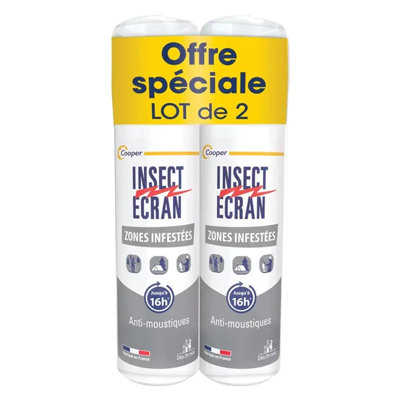 INSECT ÉCRAN Zones Infestées – Spray Anti-Moustiques – Lot de 2 x 100 ml