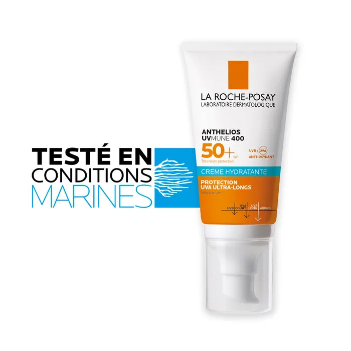 La Roche-Posay ANTHELIOS UVMUNE 400- SPF50+ Crème Solaire Visage Hydratante Sans Parfum, Peaux Sensibles, 50ml