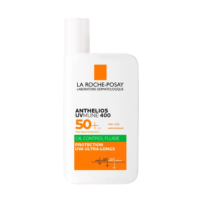 La Roche-Posay ANTHELIOS UVMUNE 400 - SPF50+ Fluide Solaire Visage Matifiant Avec Parfum, Peaux Mixtes à Grasses, 50ml