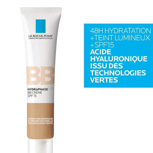 La Roche-Posay HYDRAPHASE HA - BB Crème SPF15 Hydratante Teinte Medium - Tous Types de Peaux, 40ml