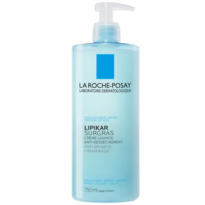 La Roche-Posay LIPIKAR SURGRAS - Crème Lavante Anti-Dessèchement Peaux Sensibles Sèches, 750ml