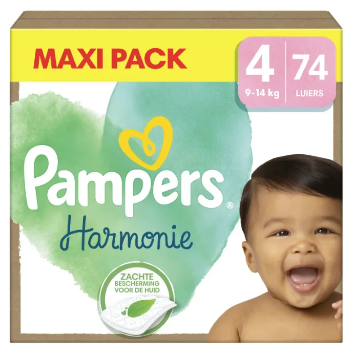 Pampers Harmonie – Taille 4 (9–14 kg) – 74 couches