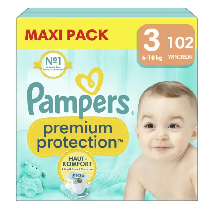 Pampers PREMIUM PROTECTION - Couches Taille 3 - De 6 à 10kg, 102 Couches