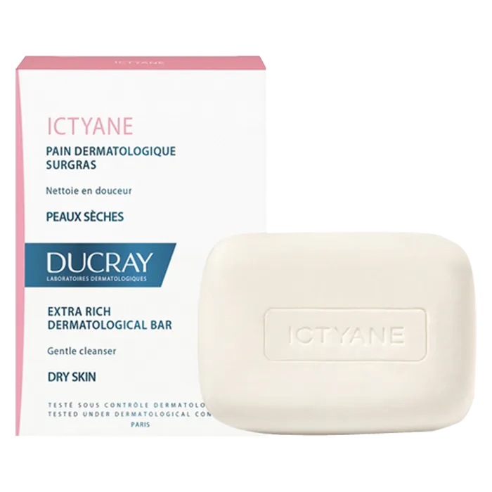 Ducray ICTYANE - Extra-Rich Dermatological Bar - Face and Body - Dry Skin, 100g