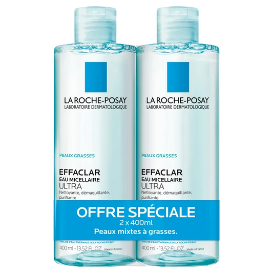 La Roche-Posay EFFACLAR - Eau Micellaire Ultra Peaux Grasses Lot de 2, 2x400ml
