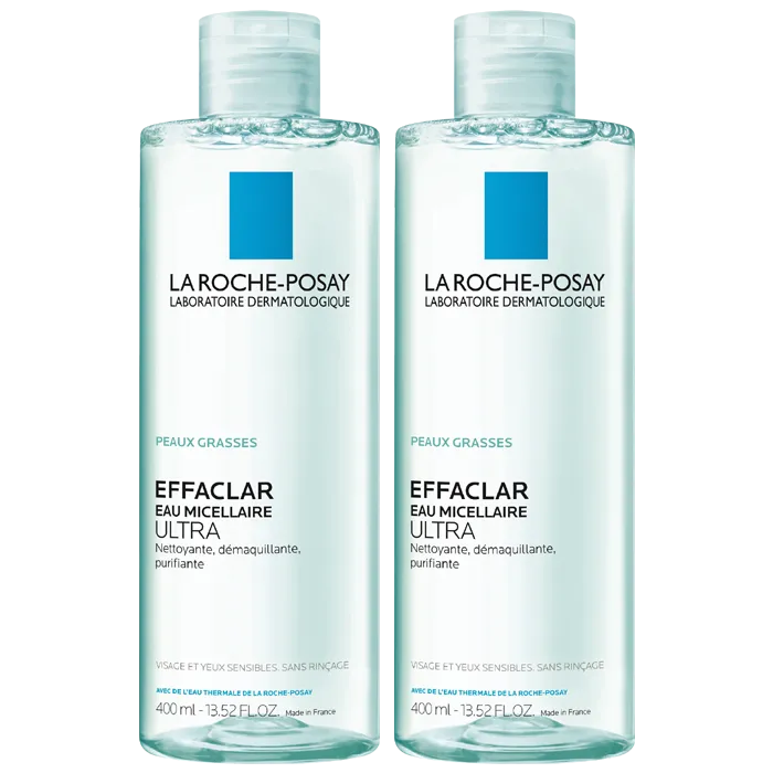 La Roche-Posay EFFACLAR - Eau Micellaire Ultra Peaux Grasses Lot de 2, 2x400ml