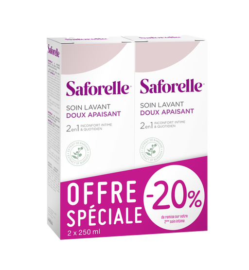Saforelle – Soin Lavant Doux Apaisant – Lot de 2 x 250 ml