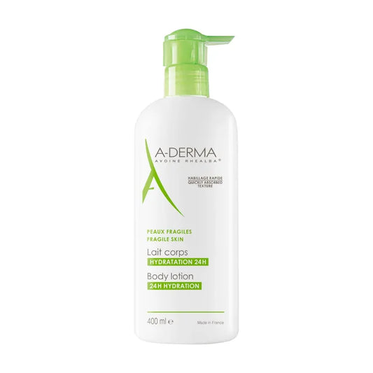 A-derma LES INDISPENSABLES - Lait Corps Hydratation 24H - Peaux Fragiles, 400ml