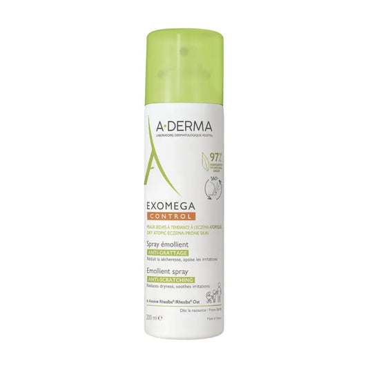 A-derma EXOMEGA CONTROL - Spray Émollient Anti-Grattage - Visage et Corps - Peaux Sèches à Tendance Atopique, 200ml
