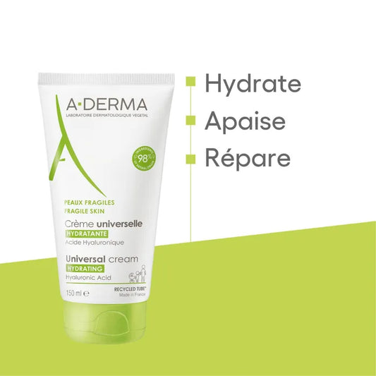 A-derma LES INDISPENSABLES - Crème Universelle Hydratante - Visage et Corps - Peaux Fragiles, 150ml