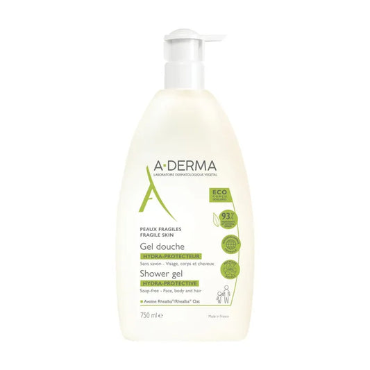 A-derma LES INDISPENSABLES - Gel Douche Hydra-Protecteur - Visage, Corps et Cheveux - Peaux Fragiles, 750ml