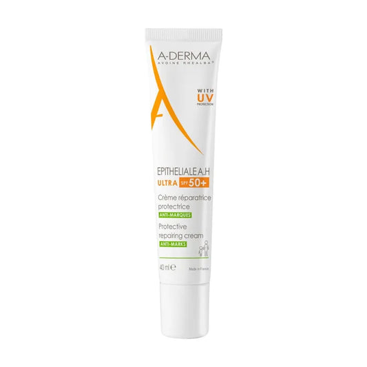 A-derma EPITHELIALE A.H ULTRA - Crème Réparatrice Protectrice Anti-Marques SPF50+ - Visage et Corps - Peaux Fragilisées, 40ml