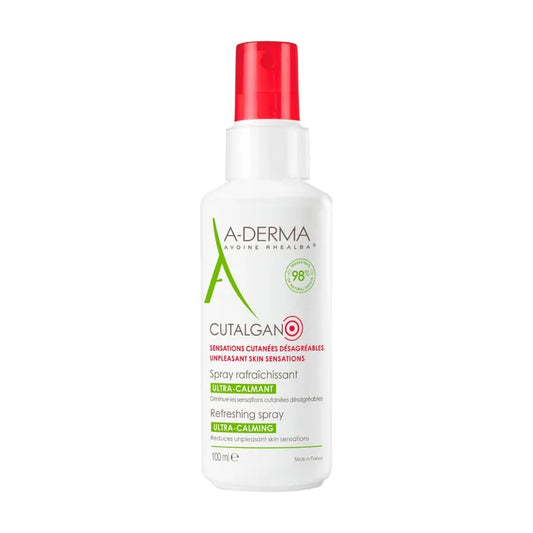 A-derma CUTALGAN - Spray Rafraîchissant Ultra-Calmant - Visage, Corps, Cuir Chevelu - Peaux Irritées, 100ml