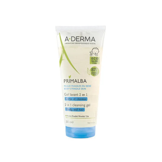 A-derma PRIMALBA - Gel Lavant 2 en 1 Bébé - Corps et Cheveux - Peaux Fragiles, 200ml