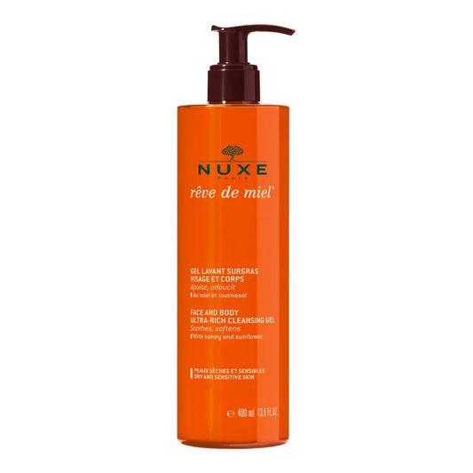 Nuxe RÊVE DE MIEL - Gel Lavant Surgras - Visage et Corps - Peaux Sèches et Sensibles, 400ml