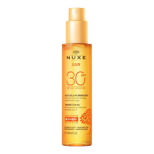 Nuxe SUN - Huile Solaire Bronzante SPF30 - Visage et Corps - Tous Types de Peaux, 150ml