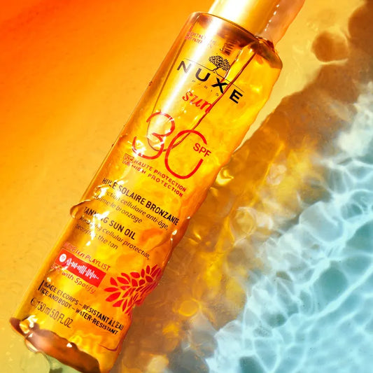 Nuxe SUN - Huile Solaire Bronzante SPF30 - Visage et Corps - Tous Types de Peaux, 150ml