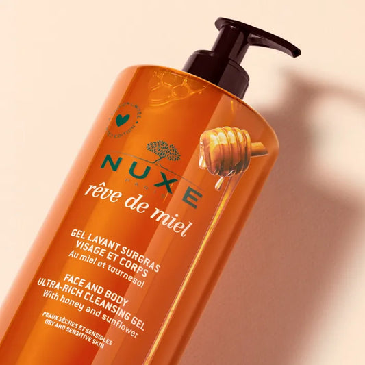 Nuxe RÊVE DE MIEL - Gel Lavant Surgras - Visage et Corps - Peaux Sèches et Sensibles, 750ml