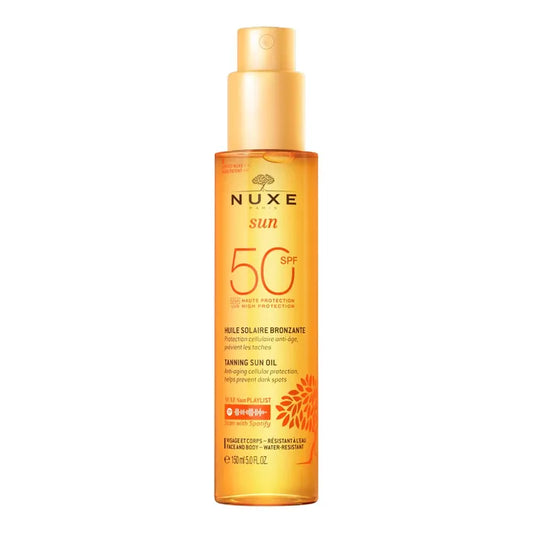 Nuxe SUN - Huile Solaire Bronzante SPF50 - Visage et Corps - Tous Types de Peaux, 150ml