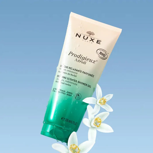 Nuxe PRODIGIEUX NEROLI - Gelée de Douche Relaxante Parfumée Bio - Corps - Tous Types de Peaux, 200ml