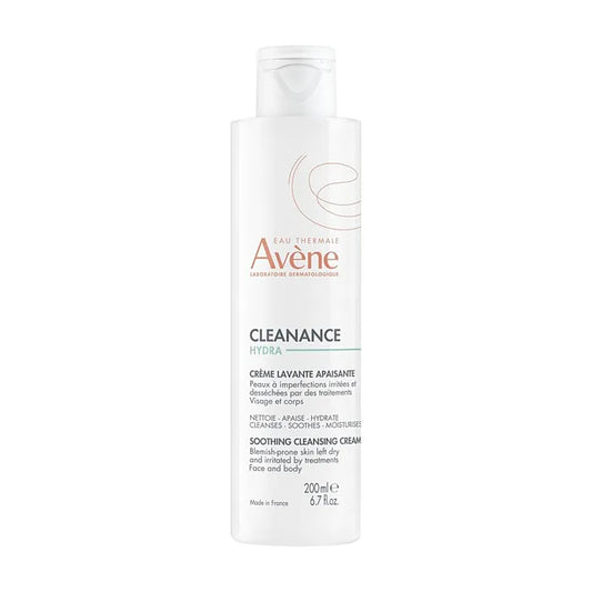 Avène CLEANANCE HYDRA - Crème Lavante Apaisante - Visage et Corps - Peaux à Imperfections Irritées et Desséchées, 200ml
