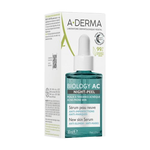 A-derma BIOLOGY AC - Night Peel Sérum Peau Neuve - Visage et Cou - Peaux à Tendance Acnéique, 30ml