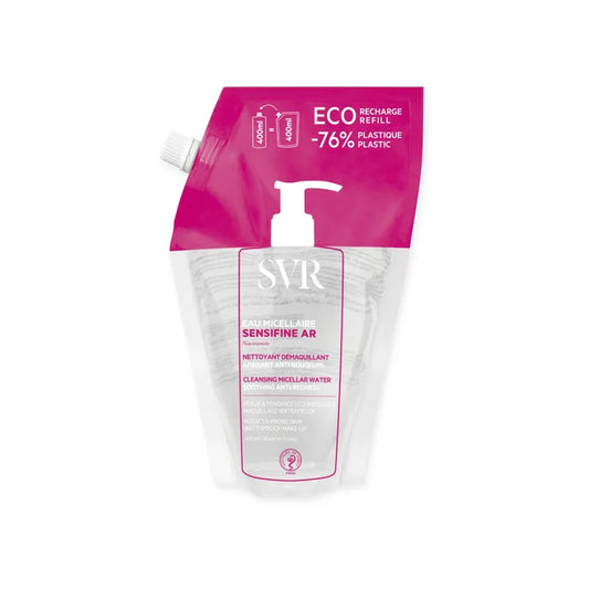 SVR SENSIFINE AR - Eco Recharge Eau Micellaire Nettoyante Démaquillante - Visage et Yeux - Peaux Sensibles à Rougeurs, 400ml